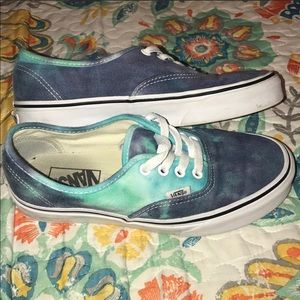 blue multicolor vans authentic skate shoe